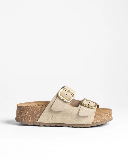 Yokono Women's WIWI-003 Leather Platform Sandals Crudo / Beige