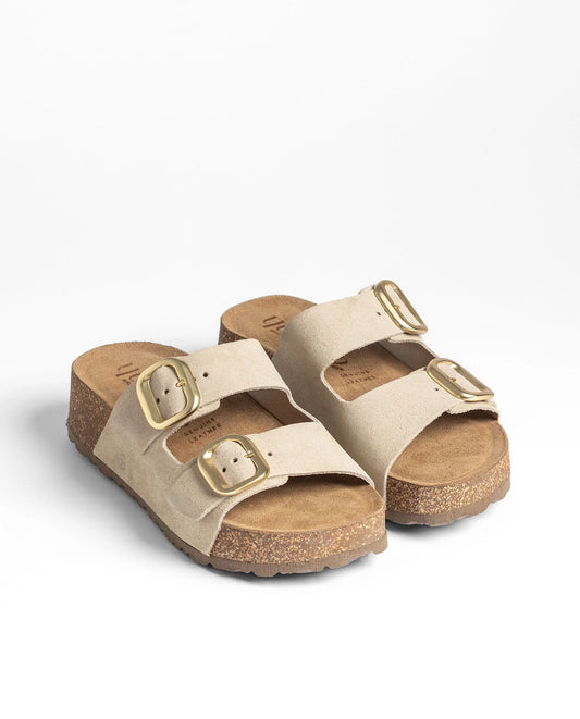 Yokono Women's WIWI-003 Leather Platform Sandals Crudo / Beige