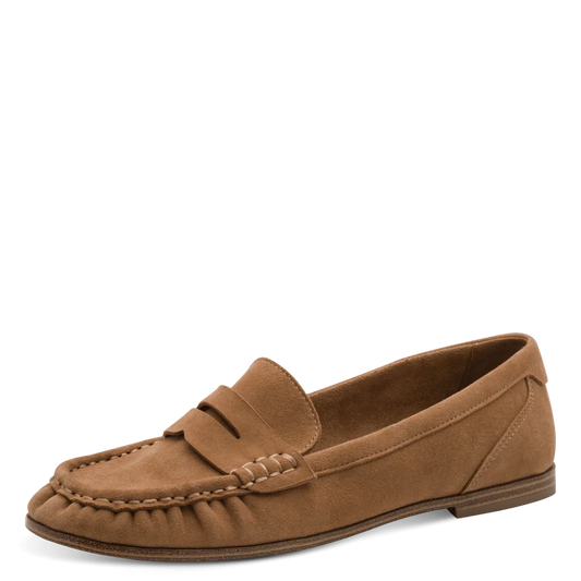Tamaris Women's 1-24204-46 Leather Slipper Loafer Shoes Camel Brown