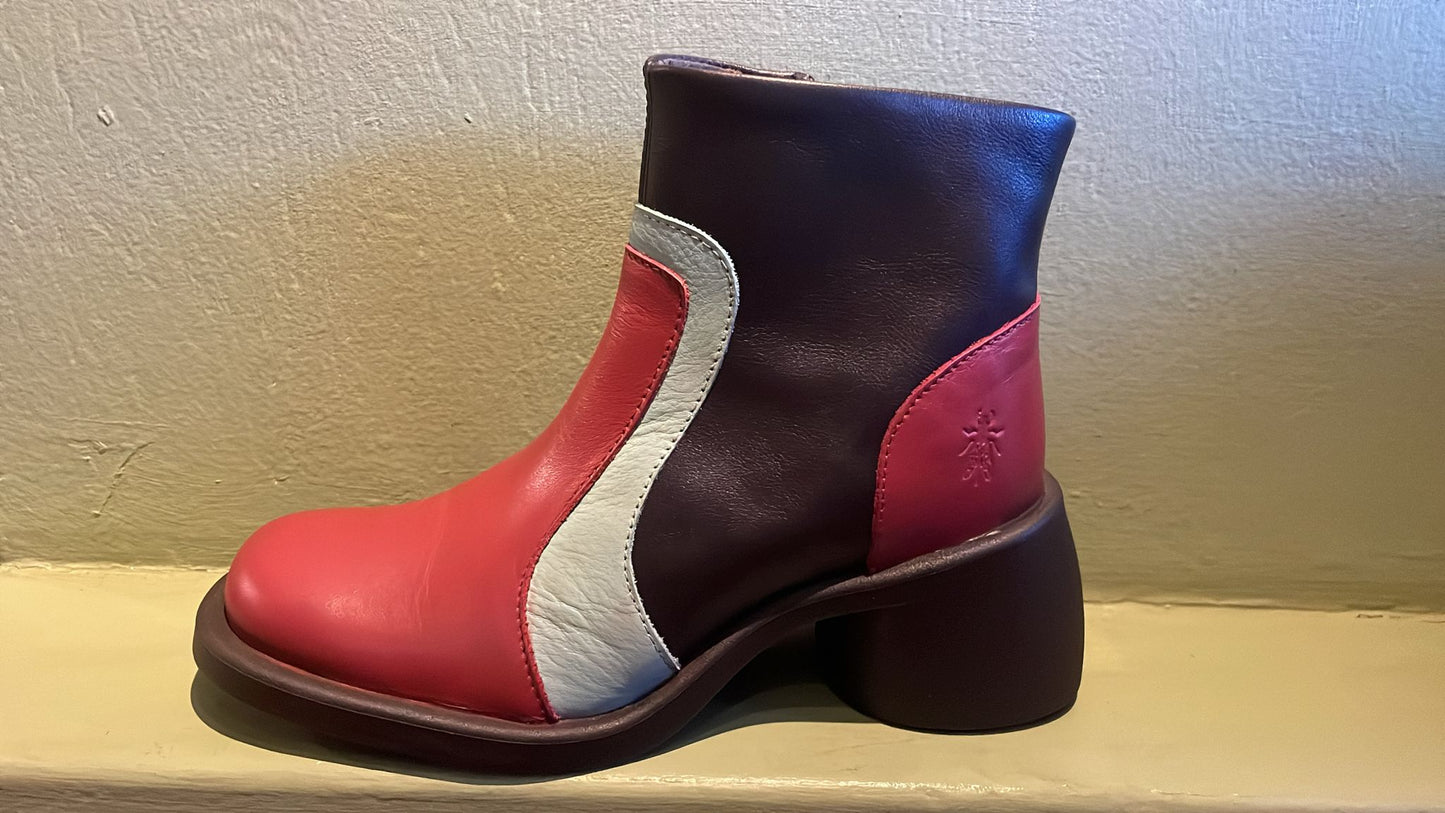 Fly London Women's HEWI304FLY Leather Ankle Boots Intense Rust/Dk Mint/Dk Brown