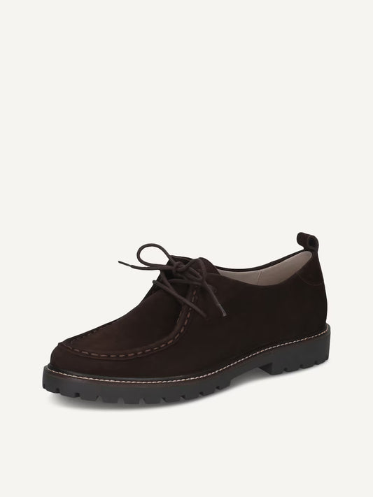 Caprice Women's 9-23612-45 Leather Lace-Up Shoes Dark Brown Suede
