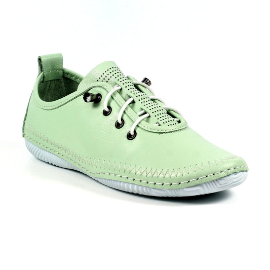 Lunar Women's FLR600 Abbie Leather Plimsoll Trainers Mint Green