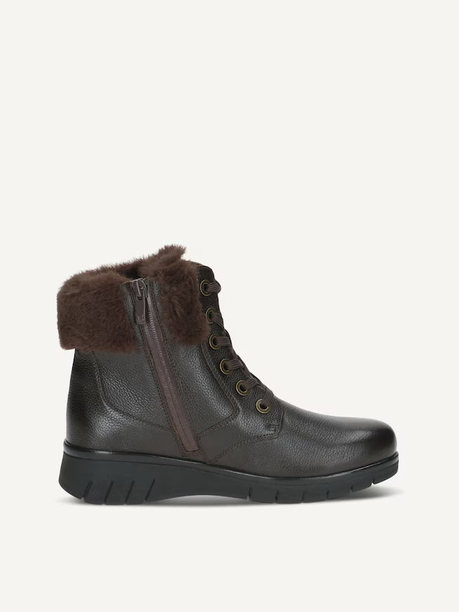 Caprice Women's 9-26209-43 Leather Ankle Boots w/Lining Dark Brown Nappa