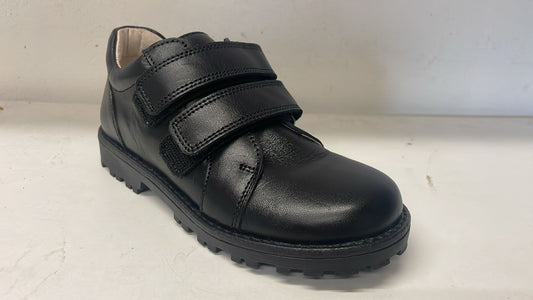 Bo-Bell Childrens Obaronf Leather Double Fastening School Shoes Black