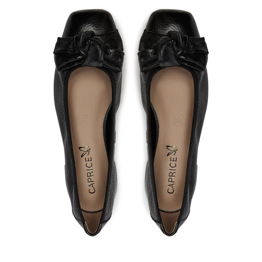 Caprice Women's 9-22105-42 Leather Slip-On Ballet Shoes Black Deer