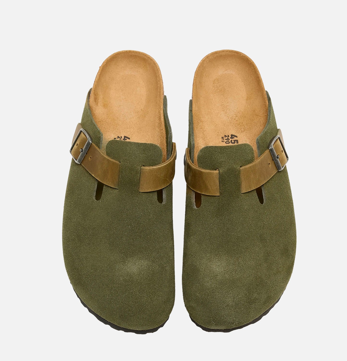 Birkenstock Unisex Boston Suede Leather Clogs Thyme Brown