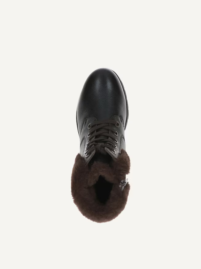 Caprice Women's 9-26209-43 Leather Ankle Boots w/Lining Dark Brown Nappa