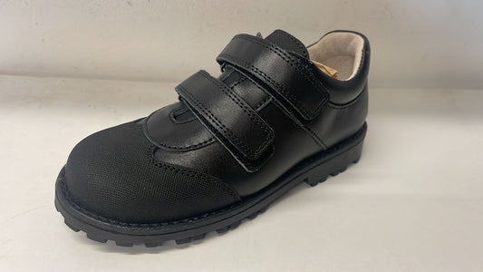 Bo-Bell Childrens Oncef Leather Double Fastening School Shoes Black
