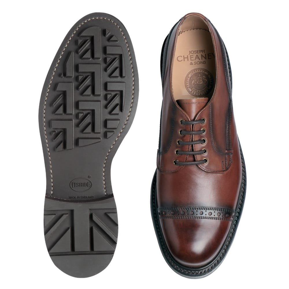 Joseph Cheaney Men's Amis B Capped Leather Derby Shoes Conker Brown