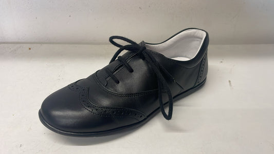 Bo-Bell Childrens  Orange Leather Lace School Shoes Black