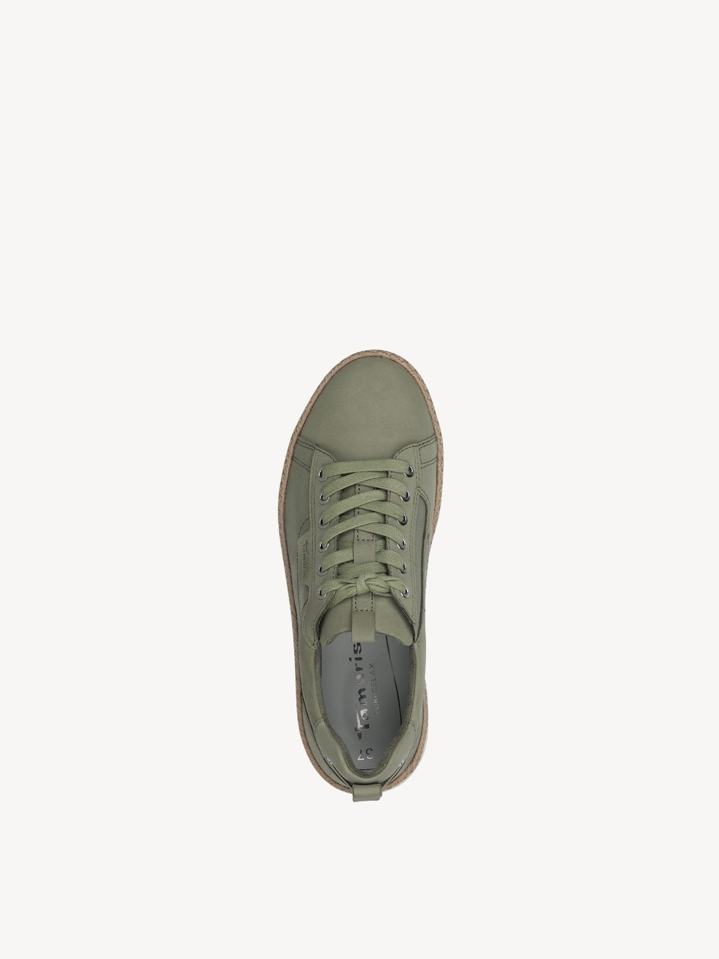 Tamaris Women's 1-1-23783-30 771 Leather Lace-Up Sneakers Sage Green