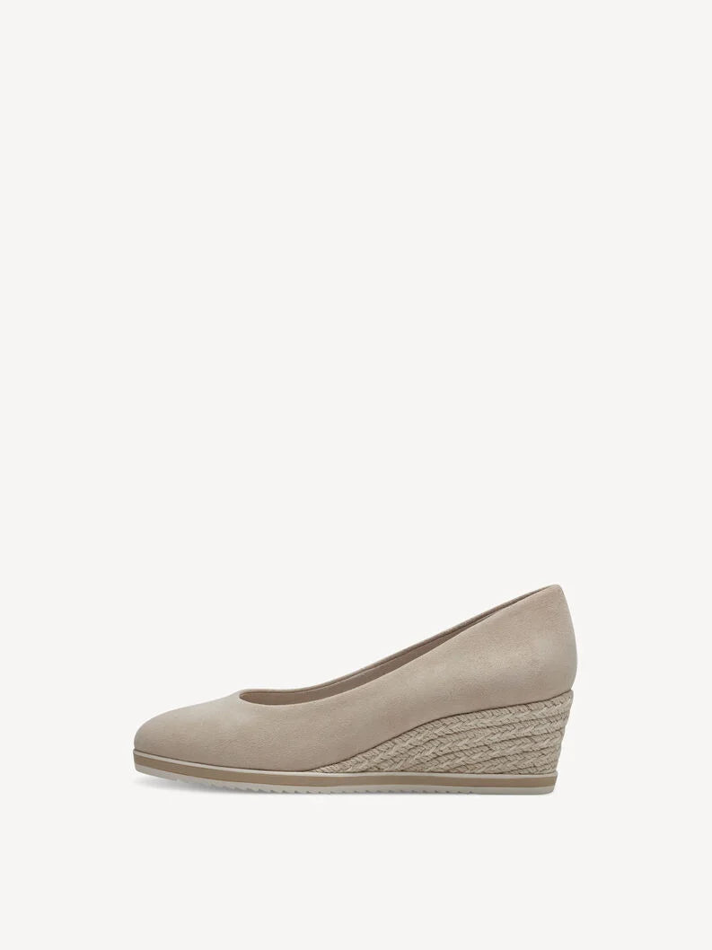 Tamaris Women's 1-22303-42 Leather Wedge Heel Pump Shoes Nude Beige