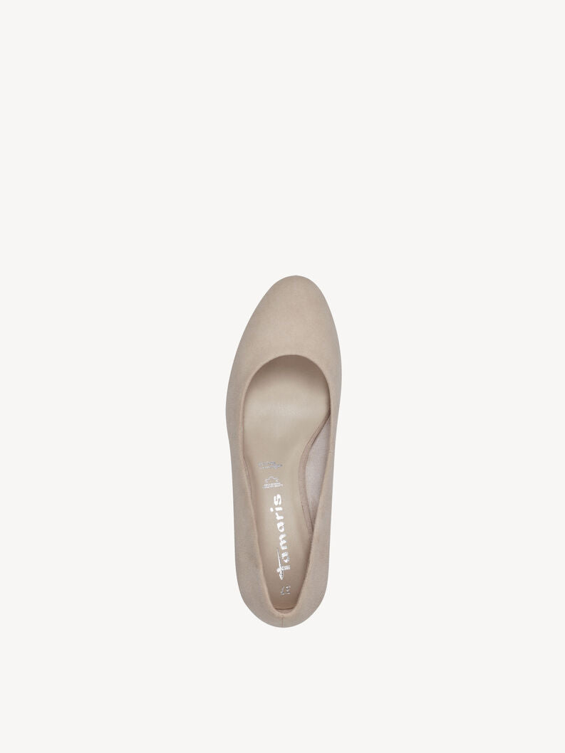 Tamaris Women's 1-22303-42 Leather Wedge Heel Pump Shoes Nude Beige