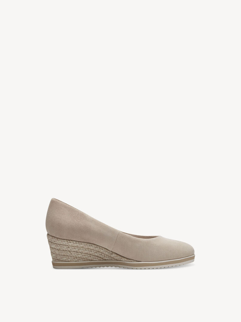 Tamaris Women's 1-22303-42 Leather Wedge Heel Pump Shoes Nude Beige