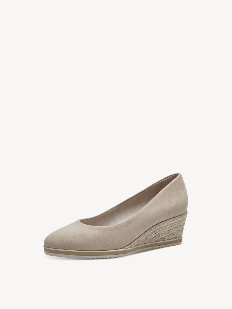 Tamaris Women's 1-22303-42 Leather Wedge Heel Pump Shoes Nude Beige