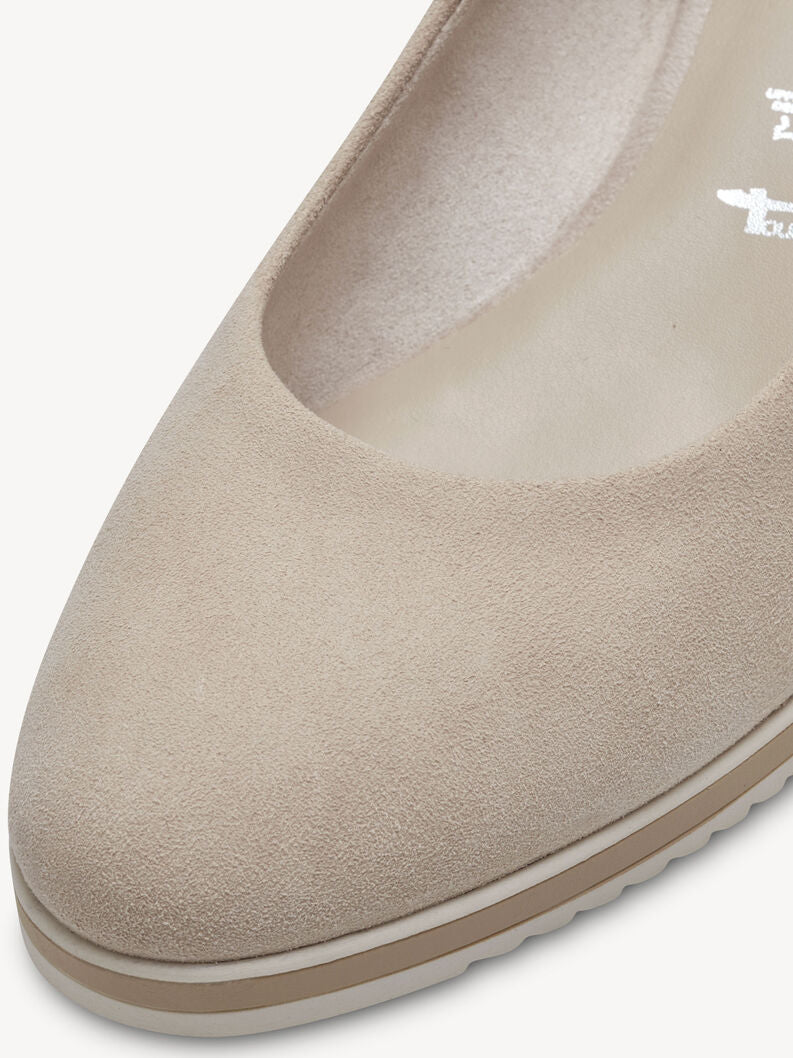 Tamaris Women's 1-22303-42 Leather Wedge Heel Pump Shoes Nude Beige