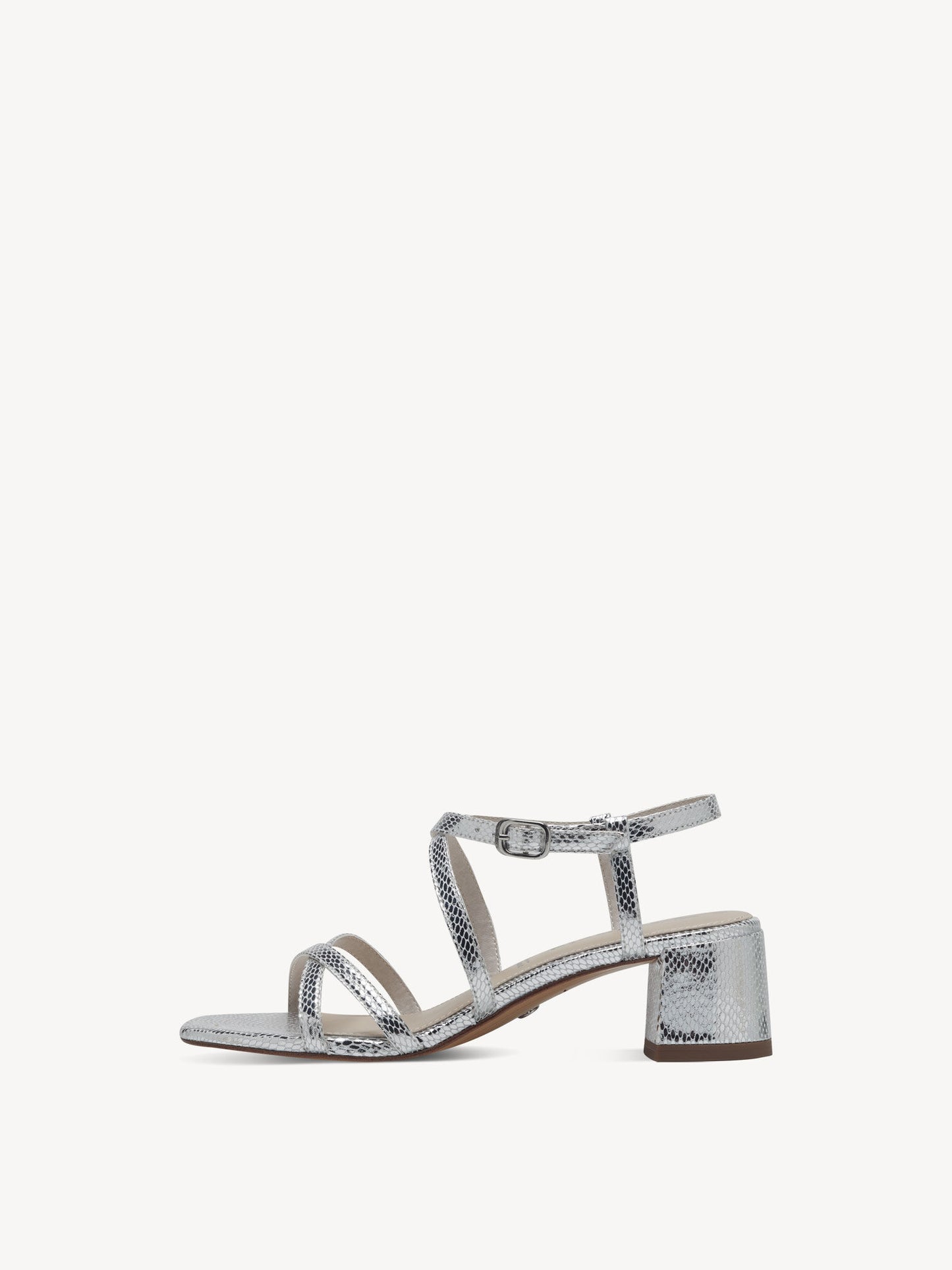 Tamaris Women's 1-28204-42 Heeled Leather Sandals Silver Structured