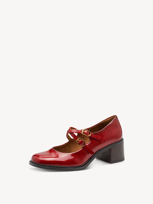 Tamaris Women's 1-22459-45 Leather Pump Heel Shoes Red