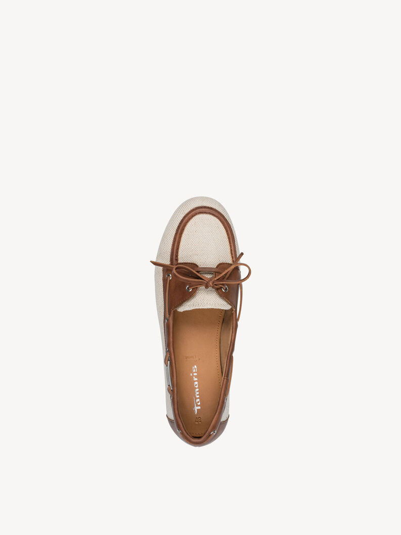 Tamaris Women's 1-23611-46 Structured Lace-Up Moccasin Shoes Beige