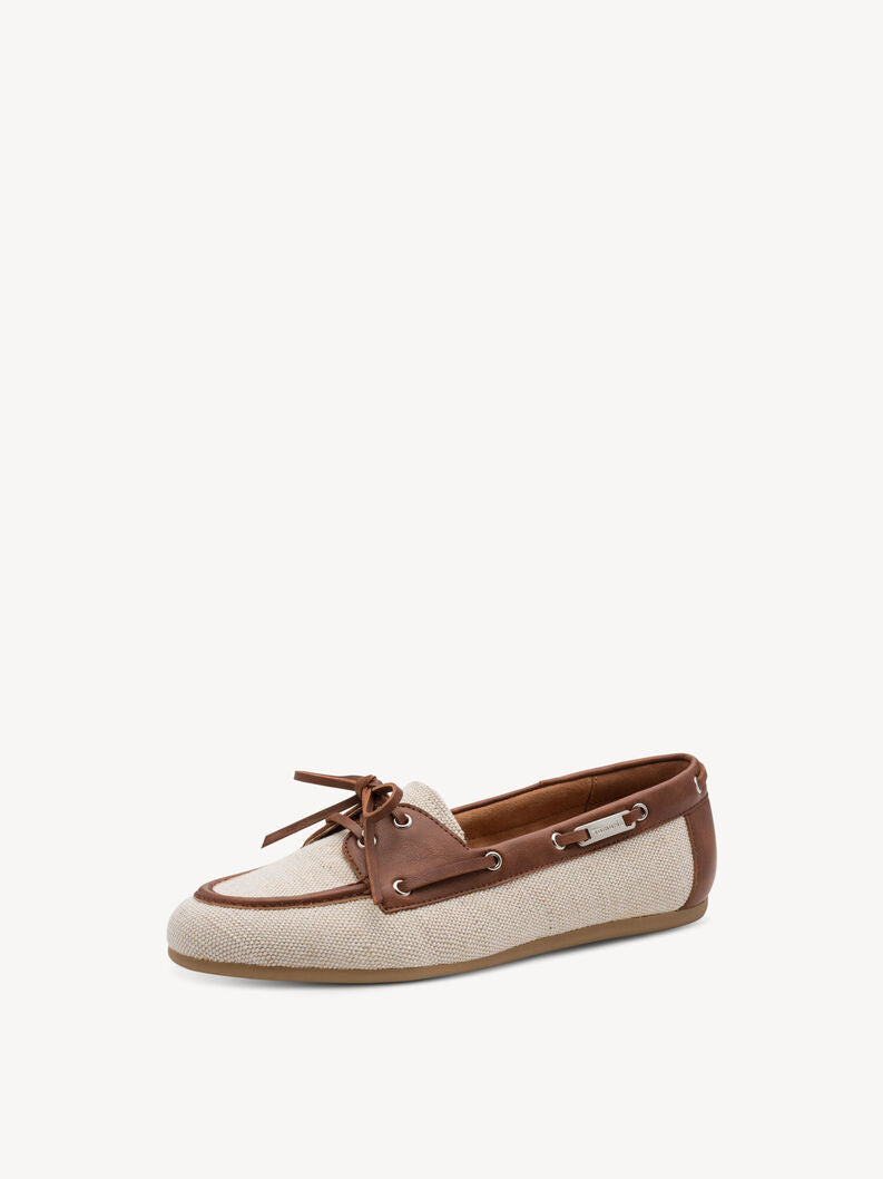 Tamaris Women's 1-23611-46 Structured Lace-Up Moccasin Shoes Beige
