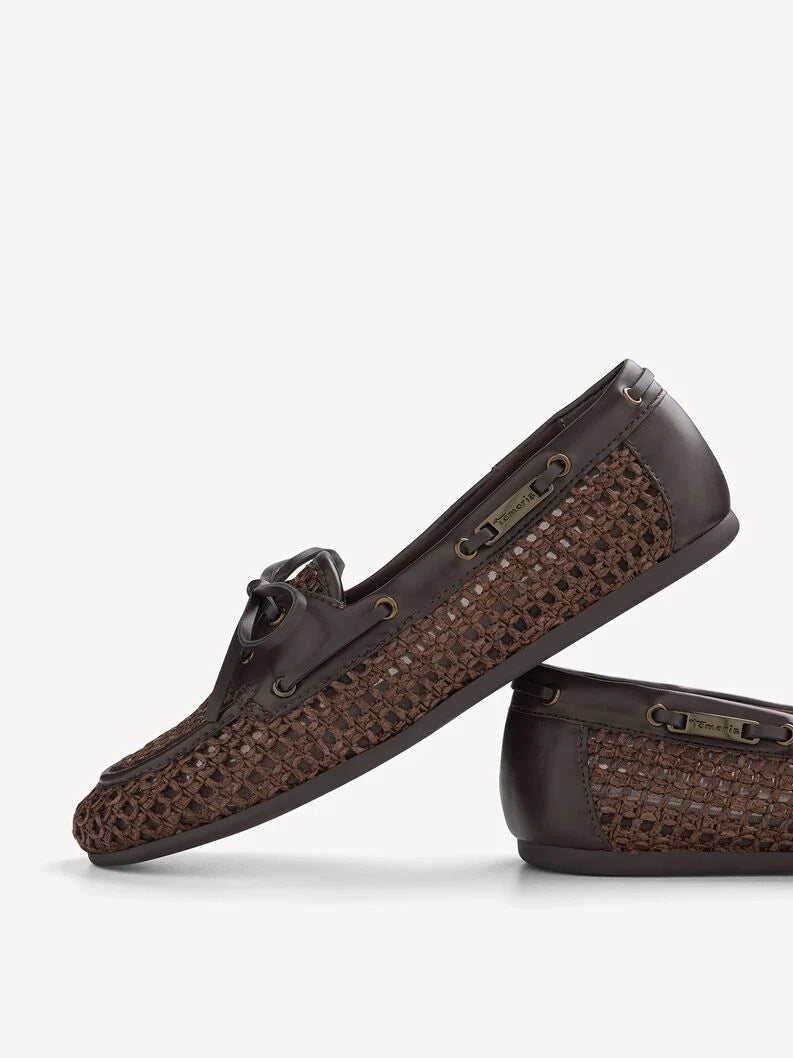 Tamaris Women's 1-23611-46  Structured Lace-Up Moccasin Shoes Cognac Brown