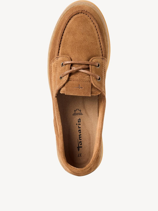 Tamaris Women's 1-23615-46 Leather Lace-Up Moccasin Shoes Cognac Brown