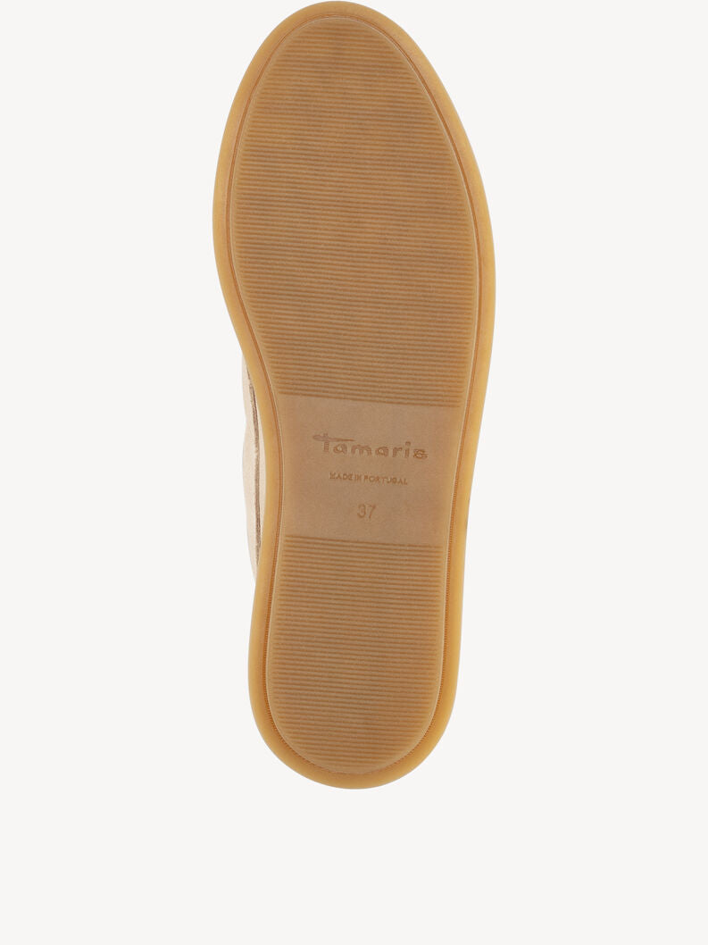 Tamaris Women's 1-23615-46 Leather Lace-Up Moccasin Shoes Antelope Beige