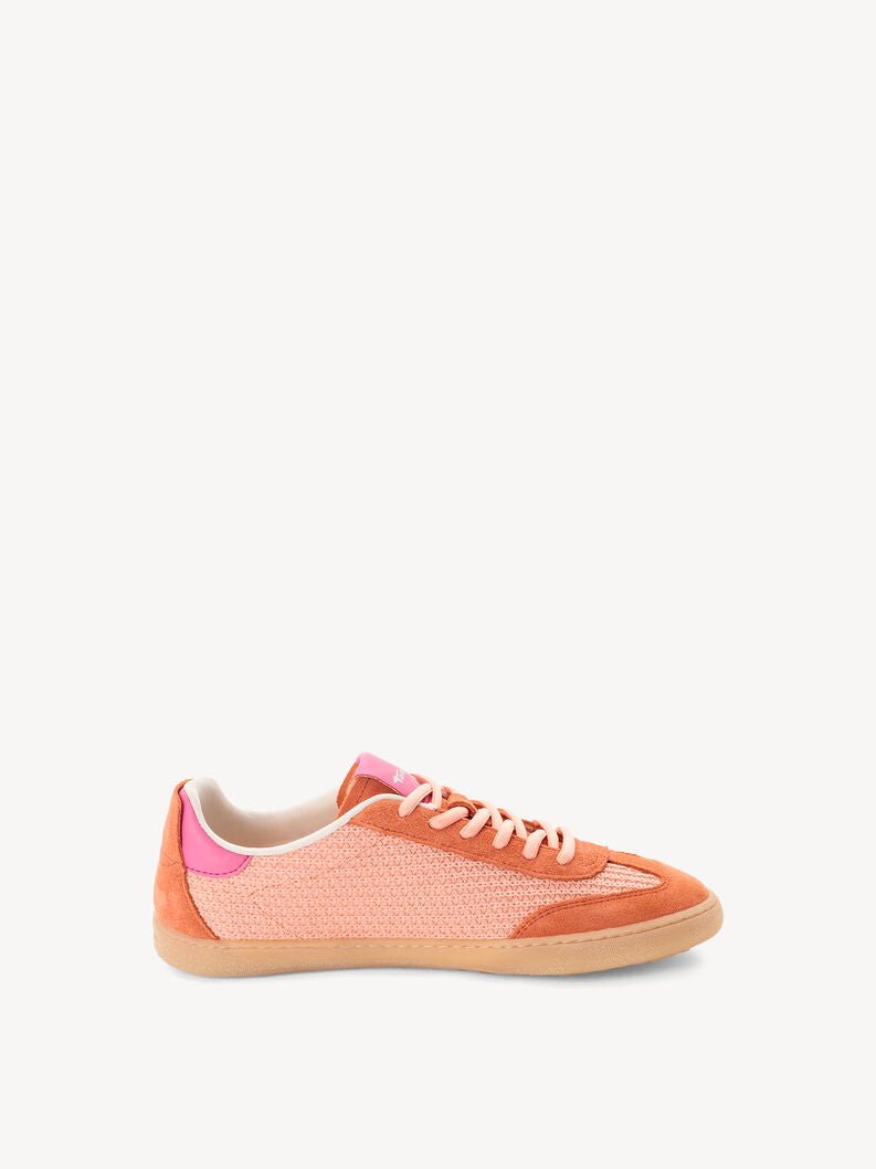 Tamaris Women's 1-23633-46 Leather Lace-Up Sneakers Coral Combi