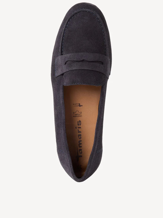 Tamaris Women's 1-24203-46 Leather Slipper Loafer Shoes Navy Blue