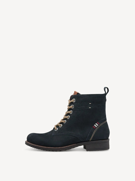 Tamaris Women's 1-25298-45 Leather Lace-Up Boots Navy Blue