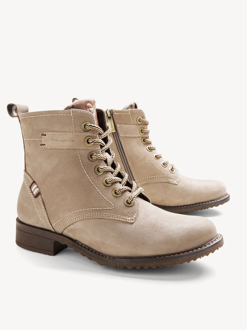 Tamaris Women's 1-25298-45 Leather Lace-Up Boots Taupe