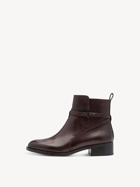 Tamaris Women's 1-25321-43 Leather Ankle Boots Mahogany Brown