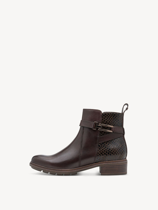 Tamaris Women's 1-25391-45 Leather Ankle Boots Mocca Brown