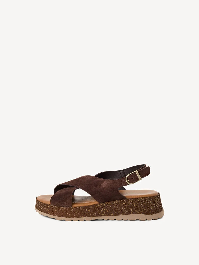 Tamaris Women's 1-28205-46 Leather Heeled Sandals Mocca Brown