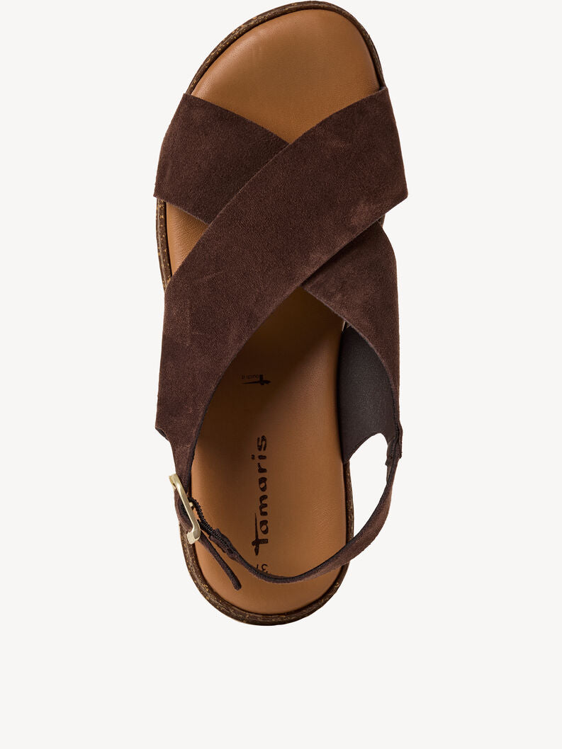 Tamaris Women's 1-28205-46 Leather Heeled Sandals Mocca Brown