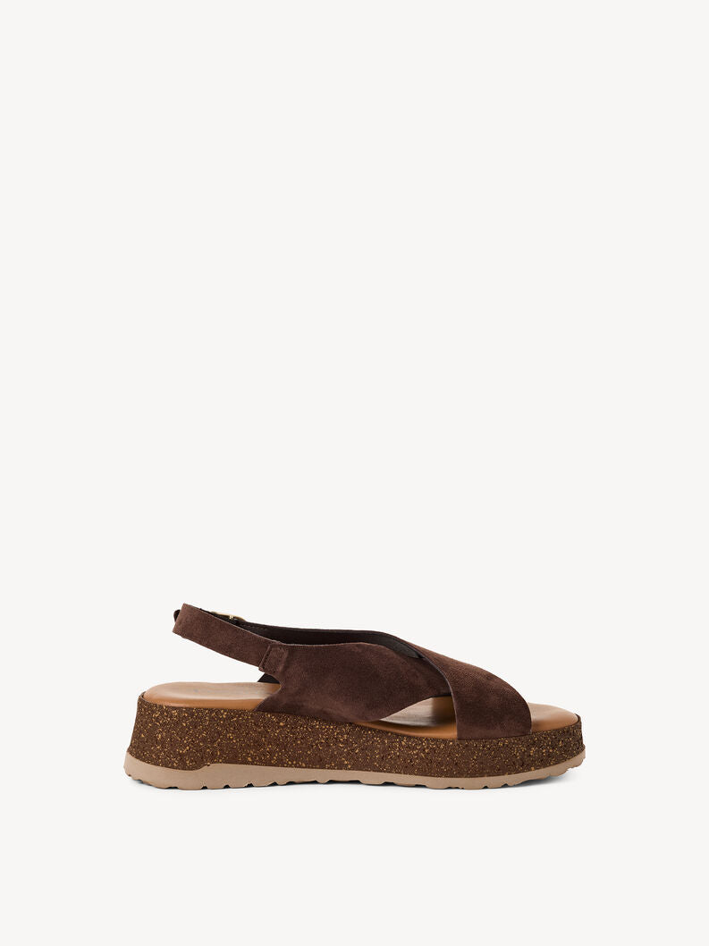 Tamaris Women's 1-28205-46 Leather Heeled Sandals Mocca Brown