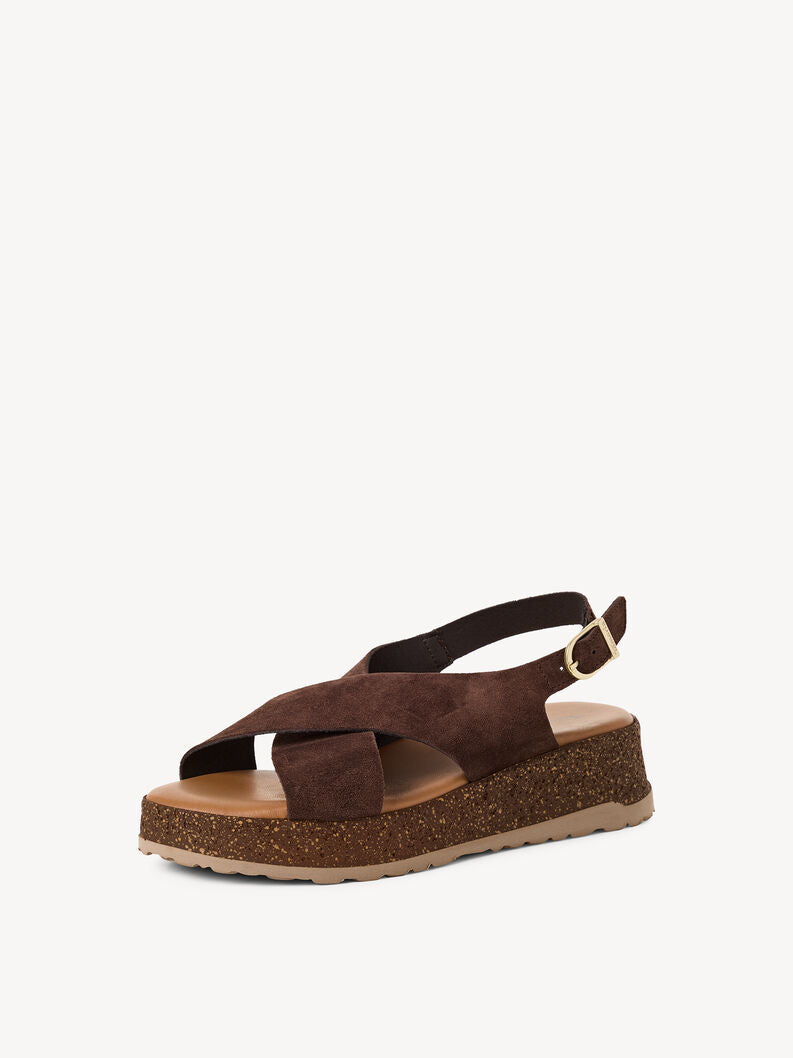 Tamaris Women's 1-28205-46 Leather Heeled Sandals Mocca Brown