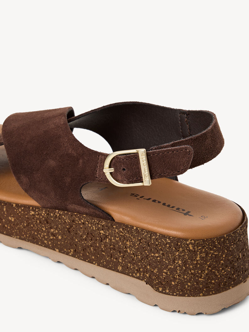 Tamaris Women's 1-28205-46 Leather Heeled Sandals Mocca Brown