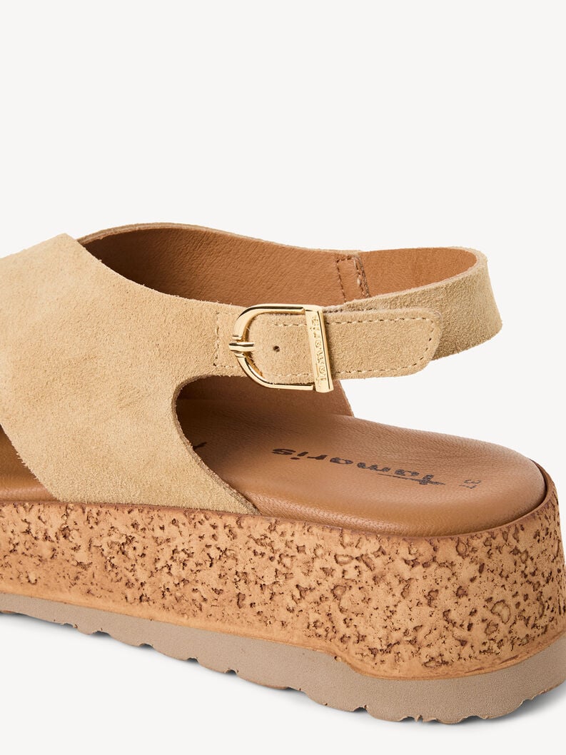 Tamaris Women's 1-28205-46 Leather Heeled Sandals Beige