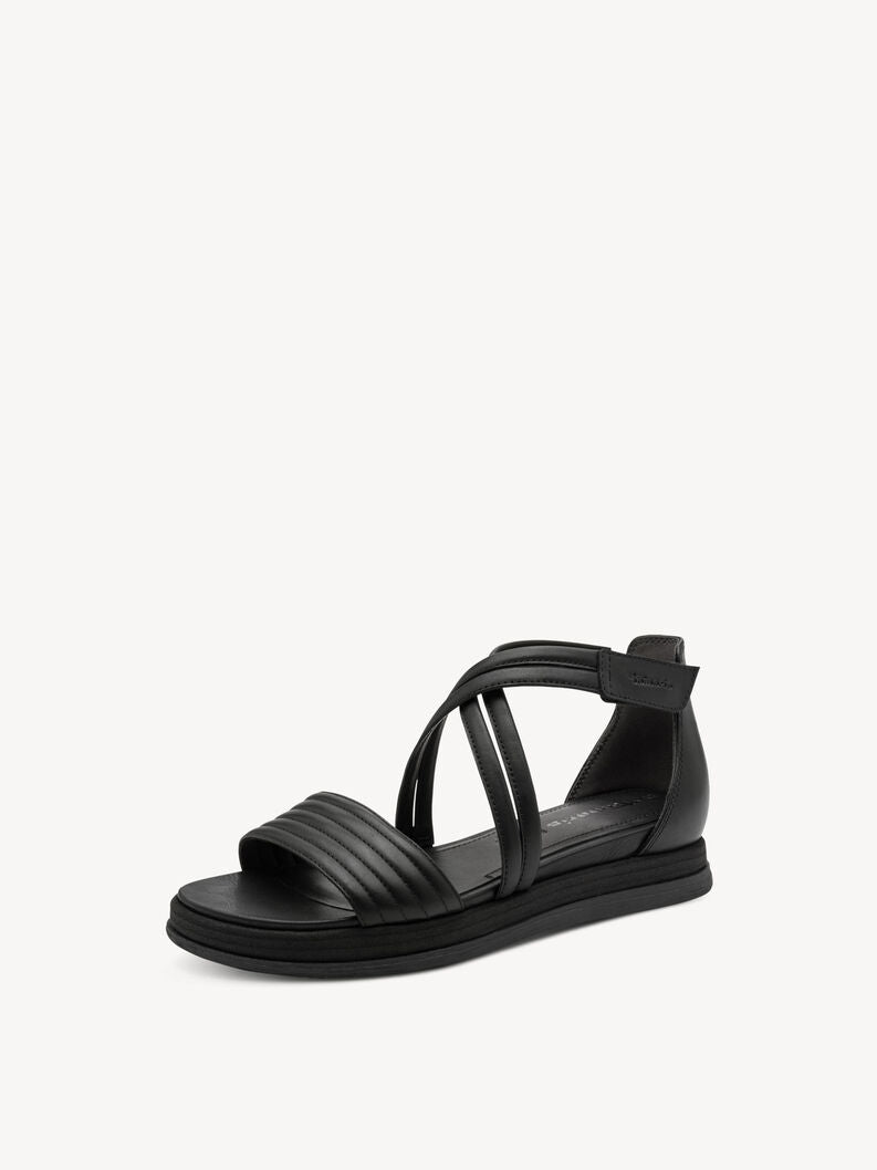 Tamaris Women's 1-28220-46 Leather Heeled Sandals Black