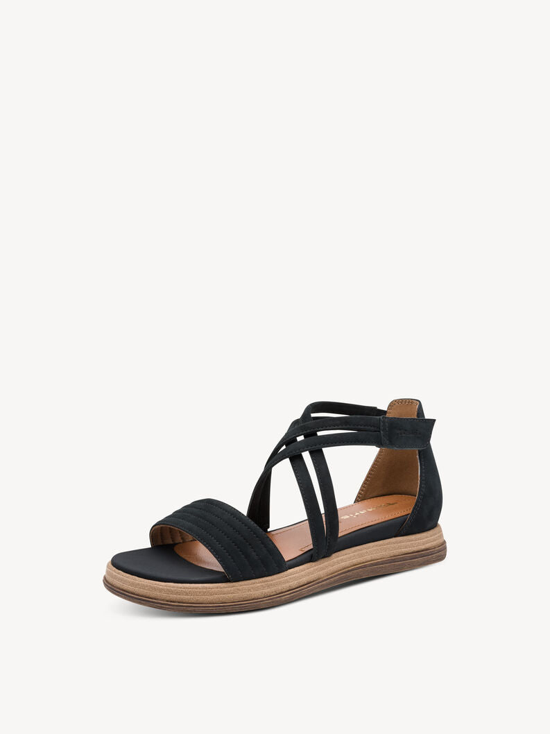 Tamaris Women's 1-28220-46 Leather Heeled Sandals Navy Blue