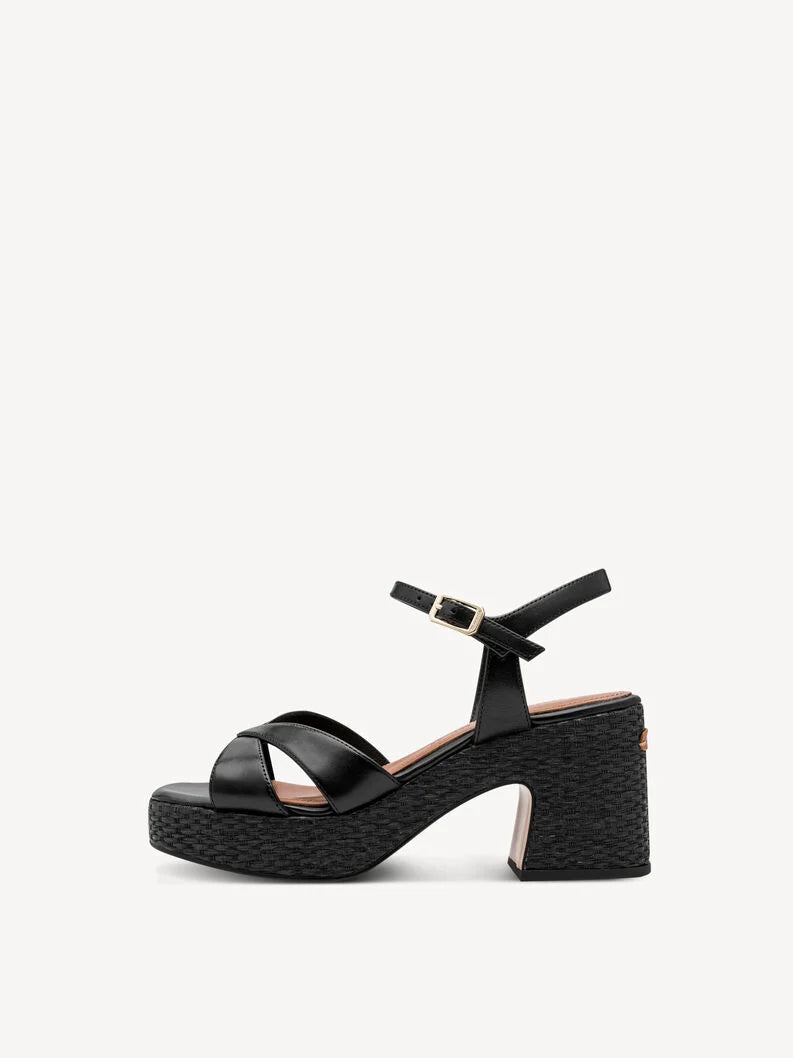 Tamaris Women's 1-28313-44 Leather Heeled Sandals Black