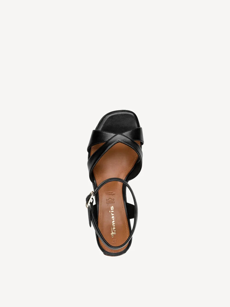 Tamaris Women's 1-28313-44 Leather Heeled Sandals Black
