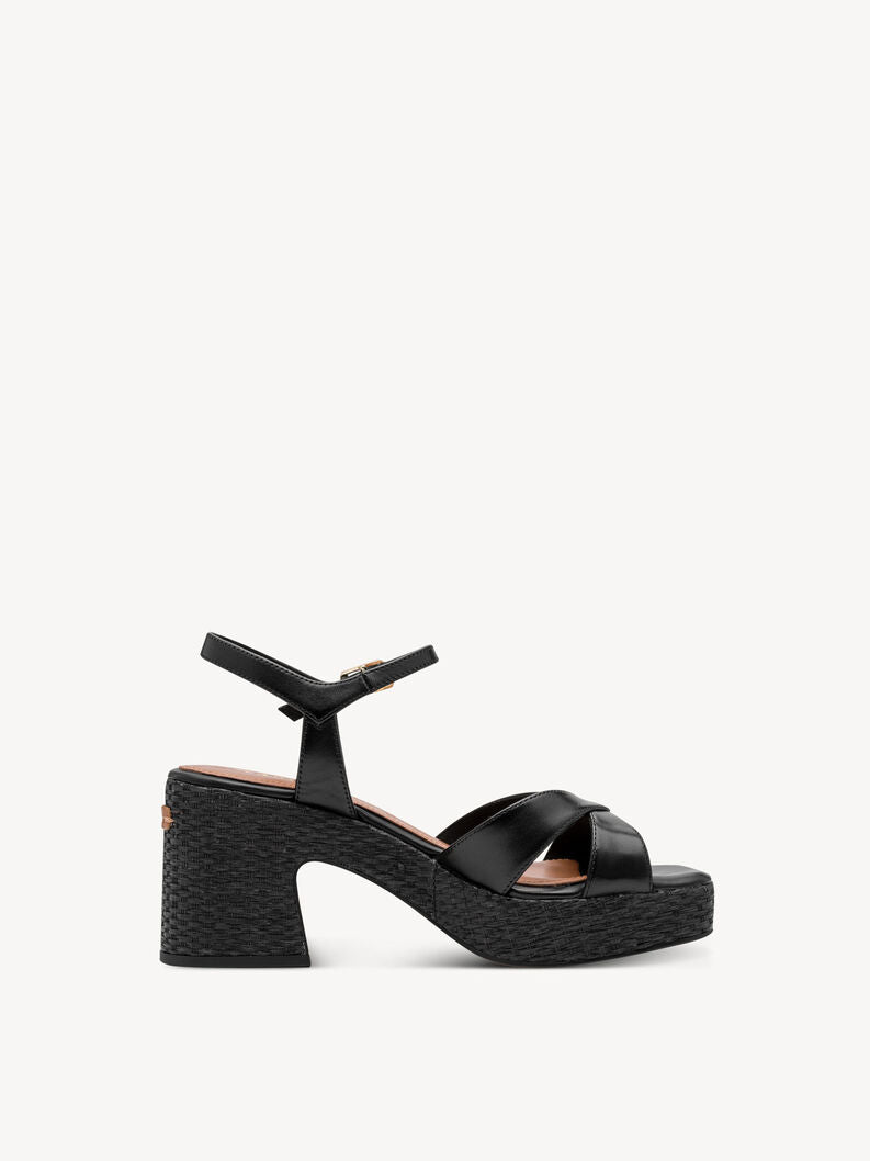 Tamaris Women's 1-28313-44 Leather Heeled Sandals Black