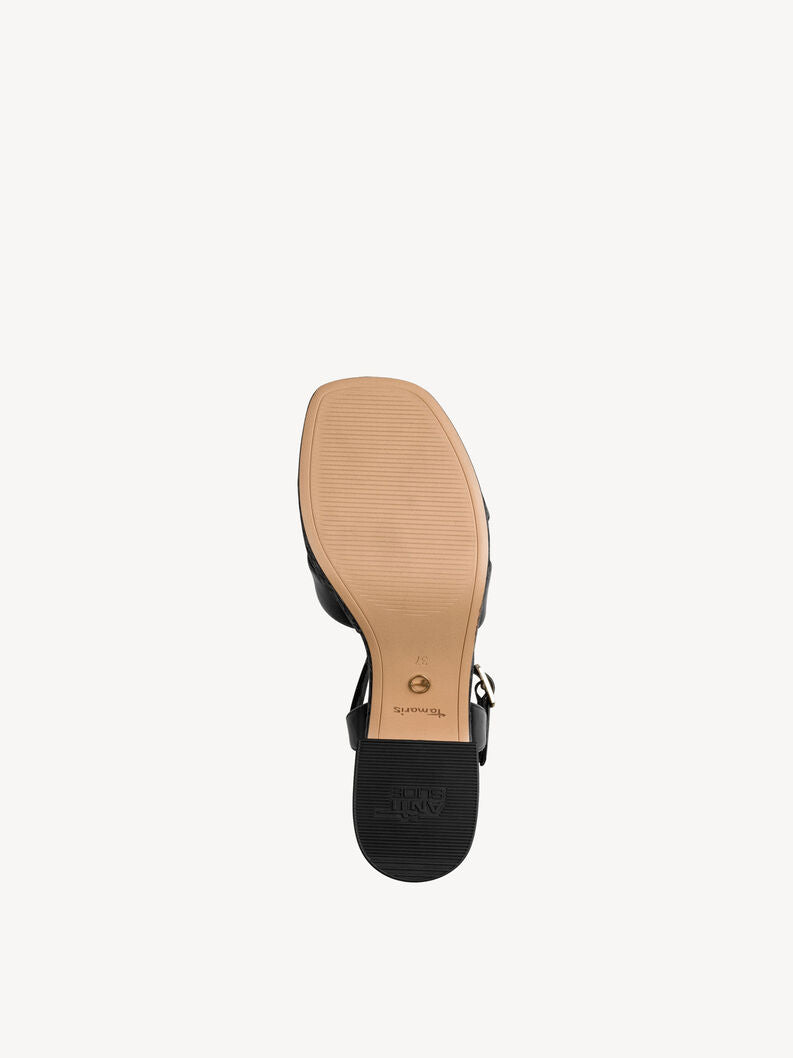 Tamaris Women's 1-28313-44 Leather Heeled Sandals Black