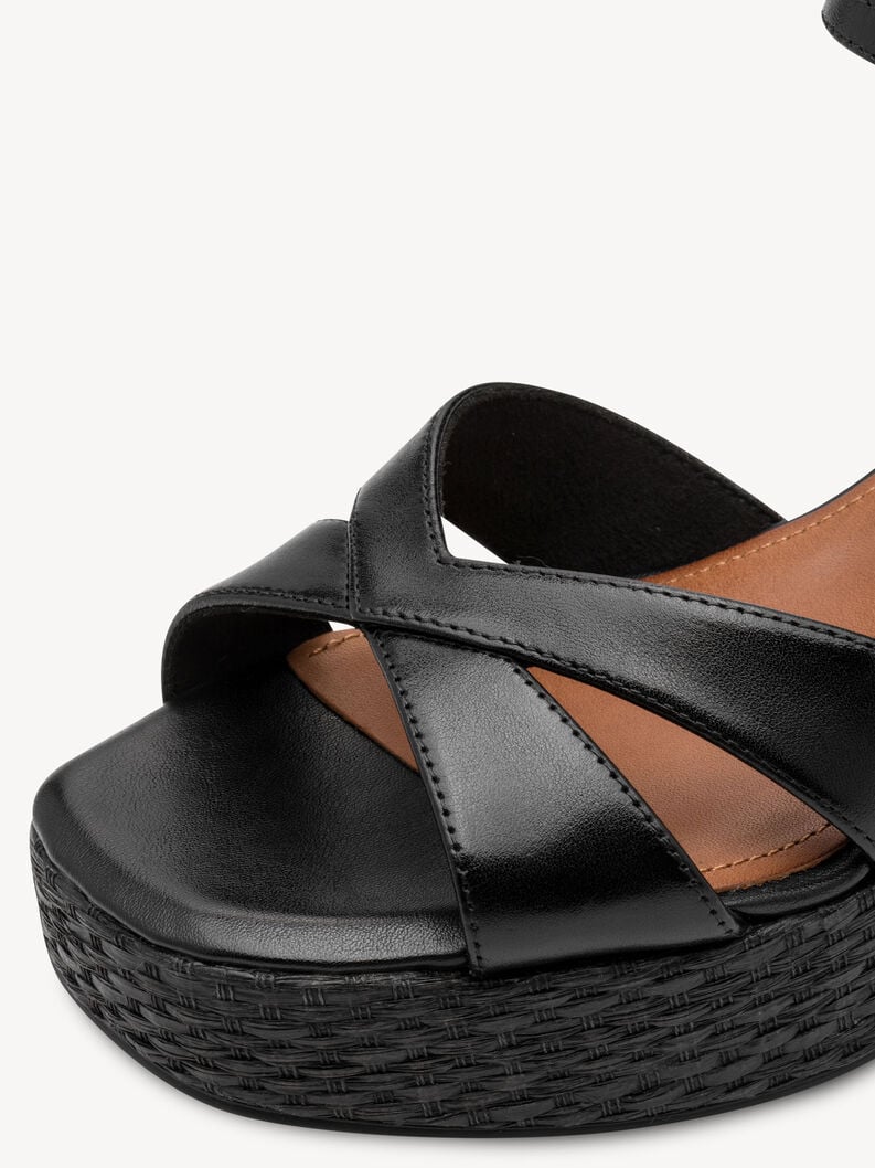 Tamaris Women's 1-28313-44 Leather Heeled Sandals Black