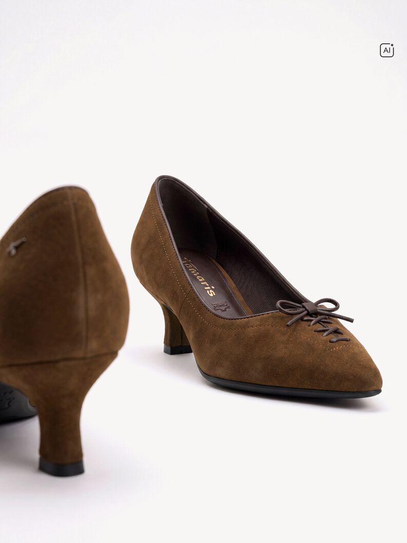Tamaris Women's 1-22352-47 Leather Pump Shoes Cognac Combi Brown