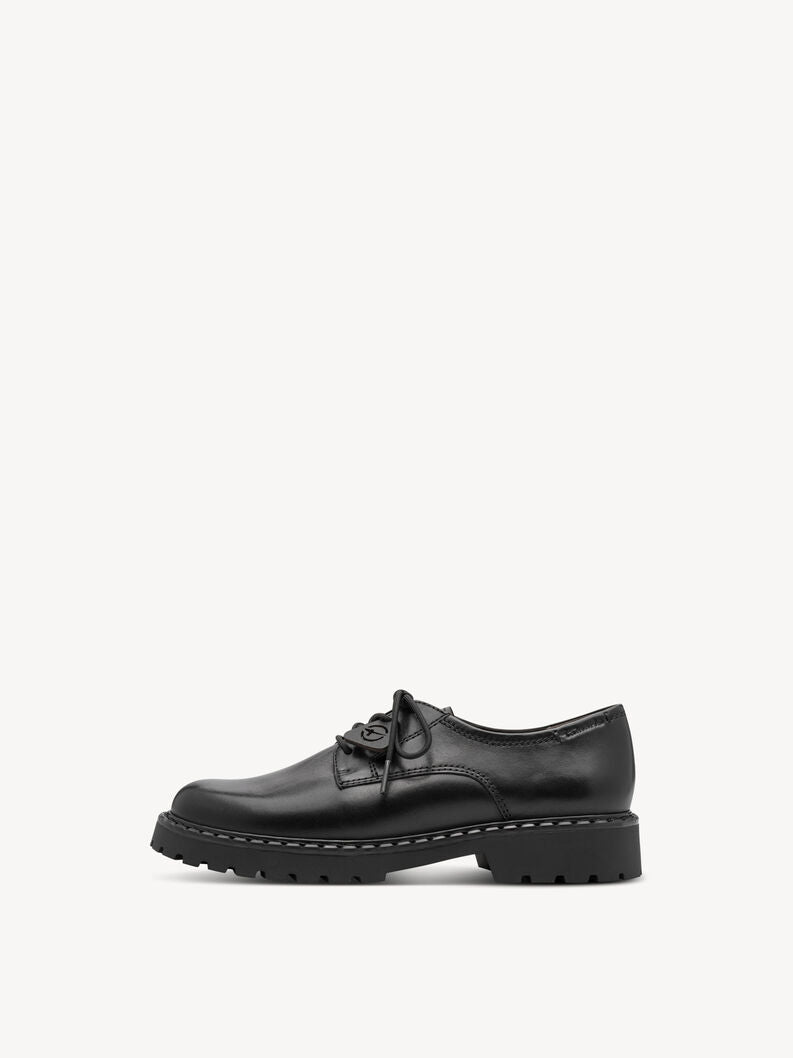 Tamaris Women's 1-23351-47 Leather Low Lace-Up Shoes Black