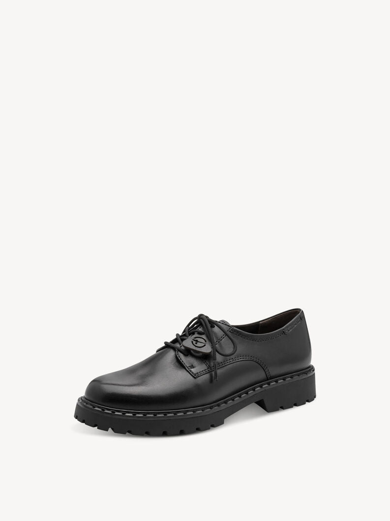 Tamaris Women's 1-23351-47 Leather Low Lace-Up Shoes Black