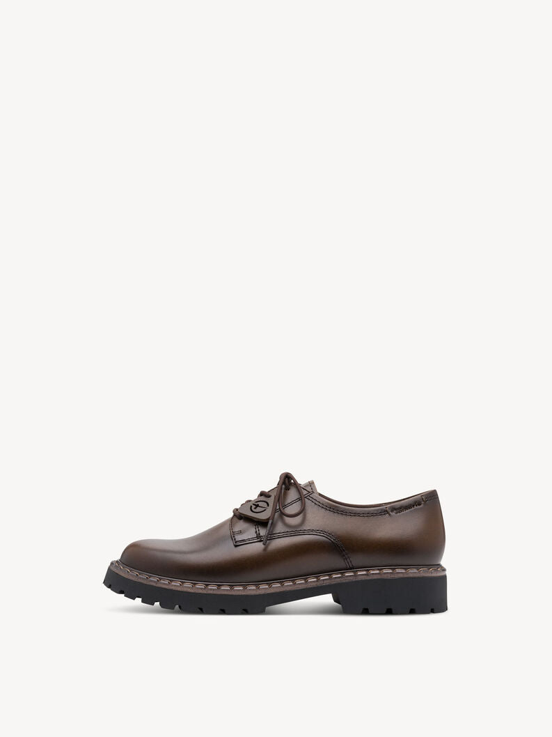 Tamaris Women's 1-23351-47 Leather Low Lace-Up Shoes Mocca Brown